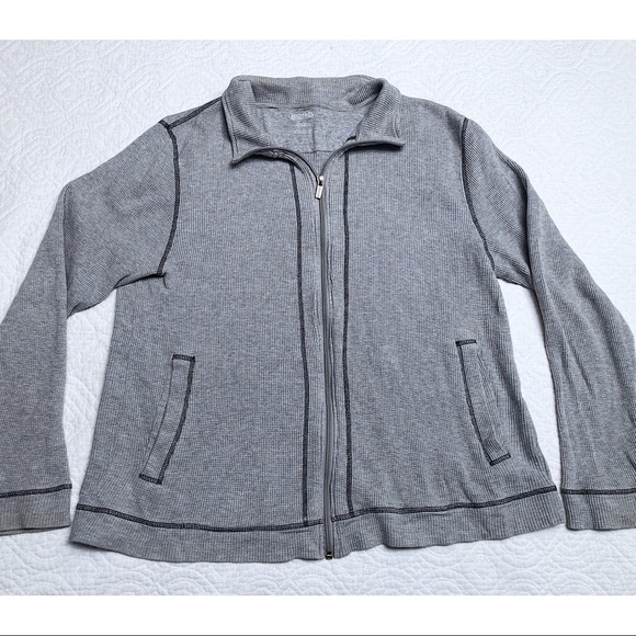 Michael Kors Waffle Thermal Knit Gray Zip Sweater - Picture 6 of 6